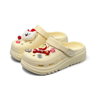 Dolin Collection Womens Summer Outdoor Wear Apple Dog Pregnant Hole Hole Slippers Sweet Style mid Heel Thick Bottom EVA