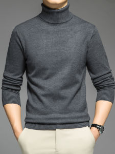 SAUNDU | Slim Fit Solid Color Mens Sweater Half Turtleneck