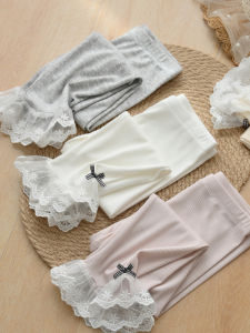 Girls Slim Fit Seven-Foot Modal Elastic Base Layer Pants Thin Lace Edge Summer Style Childrens Clothing Bottom Wear