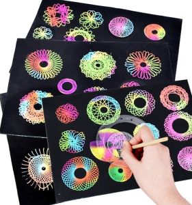 Childrens Multifunctional Drawing Template Ruler Painting Set Hand Copy Report Magic Set Floral Curves Scale Educational Tools