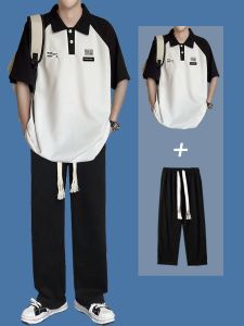 Áo Thun Polo Nam Dáng Rộng Tay Ngắn Cổ Bẻ Phong Cách Đường Phố Thường Ngày Mùa Hè Áo Thun Cotton Pha Trộn Thời Trang