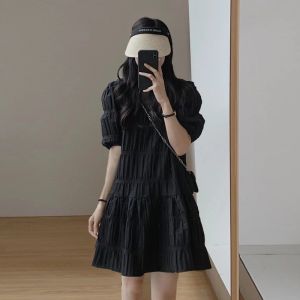 Stylish Niche Fashion Flattering Petite Puff Sleeve Dress
