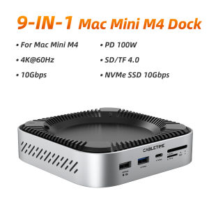 Cabletime | CABLETIME 10Gbps Docking Station for Mac Mini M4 DOCK 4K 60Hz Fast Data Transmission M.2 SSD SD/TF 4.0 8TB Storage Expansion