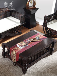 Taiyu Thai Style Solid Wood Carving Complete Set Tea Table Southeast Asian Style Living Room Zen Tea Room Tea Table Furniture