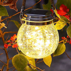 Solar Powered Outdoor Garden Courtyard Lamp Crack Pattern Decorative Lighting Waterproof Landscape Decoration Hanging Tree Light