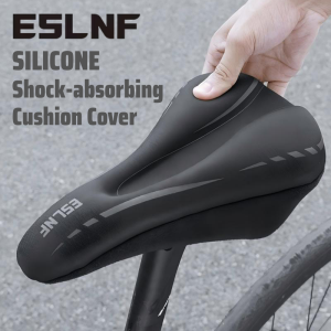 Eslnf(ESLNF) | Soft Bike Seat Cover Silicone Thickened Cushion Padded Shock Absorption Anti-slip Bicycle Seat Cushion Cover Cycling Chair Part