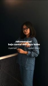 Baju Tidur Piyama Wanita Katun Rayon Pajamas Dewasa One Set Tiedye Motif Polkadot Ld 110 Ld 120 Ld 130