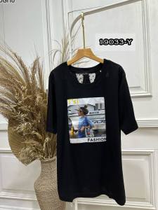 ATASAN BAJU 19033-Y KAOS SPANDEX BIGSIZE LENGAN PENDEK FASHION BLKG LD 118 FIT XL-5L