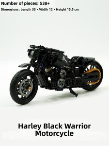 GULY | Harley Black Warrior Heavy Motorcycle Building Blocks Mechanical Model