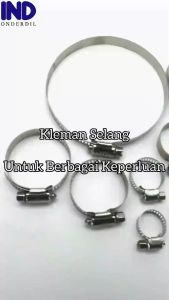 Klem-Kleman Selang Stainless Steel Pengencang-Pengikat Hose Clamp Air-Gas-Kompor Stainles-SS 1/2 3/4 5/8 7/8 1 1/4 2 4 Inch-Inci