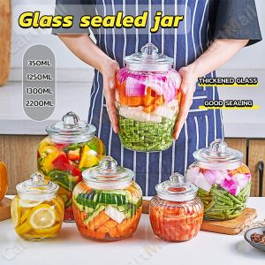 Glass Sealed Cans Food Storage Jar Spice Bottle Storage Transparent Jar Bottle Large Capacity 650ml 1250ml 2200ml