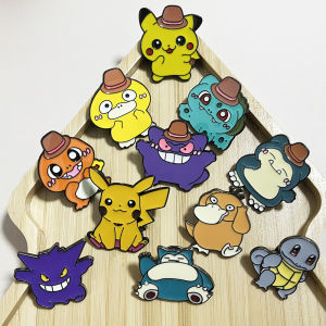 11PCS Pokemon Enamel Pins Set - Cute Pikachu Charizard Eevee Metal Brooches Badges for Backpack Jacket Hat Kids Children Gift