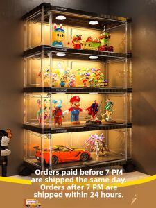 Transparent Storage Display Box with Wheels for Toys