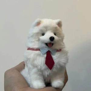 MOLIDA | Rabbit Fur DIY Craft Kit Cute Samoyed Dog Model
