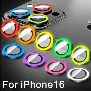 Lens Film Luminous Ceramic Camera Protector Ring Anti-Scratch Tempered Glass For iPhone 16 Pro Max 15 Pro Max 14 Pro Max 13 12 11 Pro Max 13 12 Mini 14 15 Plus 16 Plus Glowing Protective Cap