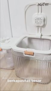 FOCAT Tempat Penyimpanan Makanan Hewan Transparan E20 E21 / Pet Food Dispenser Box/Food Bucket / Wadah Penyimpanan Makanan Kucing