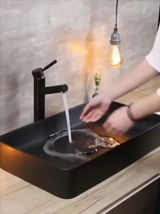 White/matte black wash basin countertop basin (faucet not included)