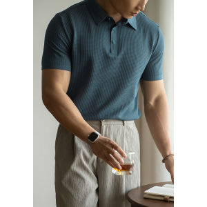 UBV | Zero Pressure No Marking Ice Silk Jacquard Wrinkle-free Polo Shirt Men Breathable Quick-drying
