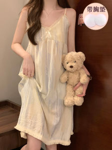 Đồ Ngủ Cotton Mùa Hè Cho Nữ Đồ Ngủ Cotton Mỏng Ngọt Ngào Có Đệm Ngực Đồ Ngủ Cotton Rộng Rãi Có Thể Mặc Ngoài Trời Đồ Ngủ Cotton Thoáng Khí