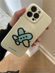 Creative Cute Little Airplane Stand Mobile Phone Case Full Cover Yellow Milk Soft IMD for Apple 16/15 pro New Model