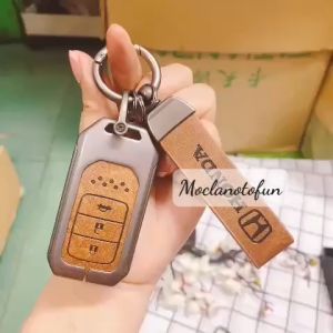 Ốp khóa kim loại xe ô tô Honda City - CRV - CIVIC 2 nút - 3 nút thông minh Chất Liệu Hợp Kim Mặt Da Bò Bảo Vệ ỐP Khoá