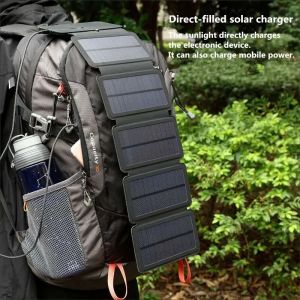 Outdoor Solar Panel Charger Foldable Camping Hiking Backpacking Travel Power Smartphone Power Portable 5V 2.4a USB Output Device
