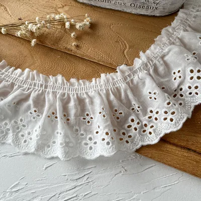 High-End Cotton Lace Trim Handmade DIY Materials for Skirts And Sleeves Wide Edge Embroidery Fabric Accessories from China