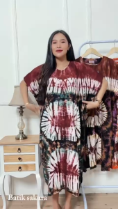 Daster Kalong Mamamia MotifJumputan Batik Sakura Pekalongan Baju Dress Piyama Wanita Tidur Bumil Busui Remaja
