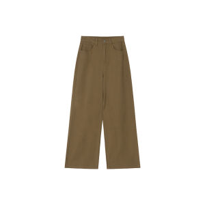 NIHAOKANONG |Quần jeans ống rộng cạp cao dáng suông rộng thời trang nhiều màu giúp thon gọn