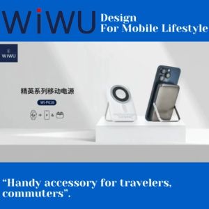 WiWU Wi‑P018 Elite 10000mAh MagSafe Power Bank – LED Display 15W Wireless & 20W PD Charging 3‑In‑1 for iPhone iPad Watch – Waterproof Portable Charger with Foldable Stand
