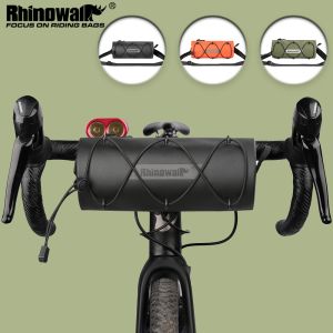 Rhinowalk Bicycle Handlebar Bag 1.9L Waterproof Multifunctional Bicycle Front Frame Bag Outdoor Travel Storage Commuter Shoulder Bag Cylinder Bag Bike Accessories