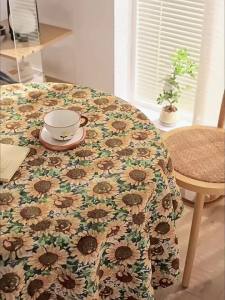 Hot Sale Sunflower Jacquard Tablecloth Rectangle Dining Table Cover American Country Vintage Style Tablecloth for Home Decor