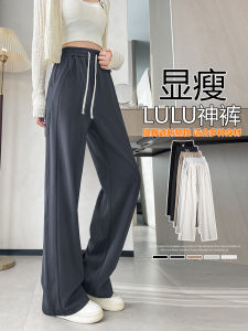 Drawstring Elastic Waist Wide Leg Sports Long Pants Womens Style Spring Autumn 2025 New High Waist Slim Straight Drapey Casual Trousers