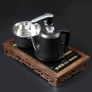 Automatic Water Supply Tea Set Embedded Tea Table Stainless Steel Burner Real Wood Tea Tray for Brewing Tea Style Chinese