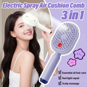 Dorisna Electric Spray Air Cushions Massage Comb 3 in 1 Self Cleaning Essential Oil Hair Care Brush Rechargeable