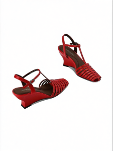 JESSICA SOPHIA | Hollow Red Platform Sandals Soft Sole