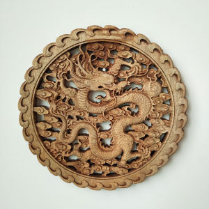 Tranh Treo Tường Trang Trí Bằng Gỗ Sồi Đông Dương Mới Trung Quốc Cổ Điển Hình Tròn Phòng Khách Khu Vực Lối Vào Nhà Nghệ Thuật Thủ Công