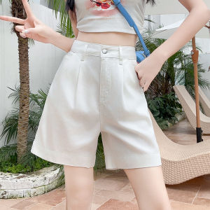 Tencel Denim Shorts Women Summer Thin Straight Leg Fourths Slimming Design Trendy High Waist Cotton Lycra Blend Anti-Wrinkle