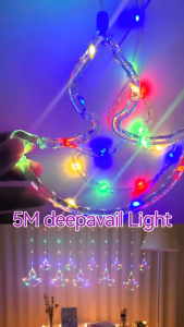 5M Deepavali Lights 11Modes 3Color LED Fairy Light‌ Waterproof Outdoor Diwali Decor Curtain Lamp‌ Festival String Lights