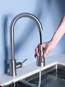 Kitchen Faucet Stainless Steel Rotate Flexible Hot And Cold Tap Countertop Faucet Silver Pull Out Kitchen Faucet