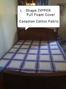 Zippered Full Foam Cover or Mattress Cover 6 Inches Thick L-shape Zipper Pure Canadian Cotton Fabric Cover Only