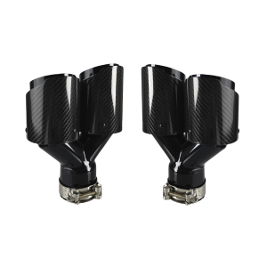 Car Carbon Fiber Glossy Muffler Tip Y Shape Double Exit Exhaust Pipe Mufflers Nozzle Decoration Universal Stainless Black
