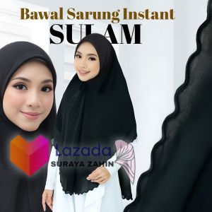 [Sulam Penuh Taya Beads] Bidang 60 Bawal Instant Sarung Labuh Chiffon / Tudung Labuh Umrah Haji / Telekung Sulam Haji