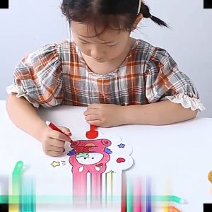 MD-M374 Mainan Edukasi Kipas Mewarnai Anak Motif Astronot Dino Lucu / Kipas Tangan DIY Kerajinan