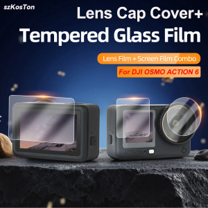 Screen Protector for DJI OSMO Action 6 Camera + Lens cap Cover 9H Hardness Tempered Glass Protector Anti-Scrach Accessories