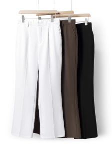 Neapolitan Mens Black Micro Flared Casual Pants Silklike Drapey High Waist Straight Leg Ice Silk Trousers Business Casual