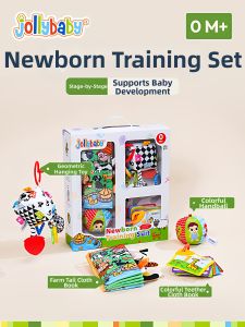 Jollybaby | Baby Training Gift Box with Toys and Educational Cloth Books for 0-1 Year Olds