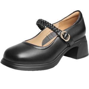 Belle | Comfortable Low Cut Mary Jane Shoes with Thick Sole and Thick Heel