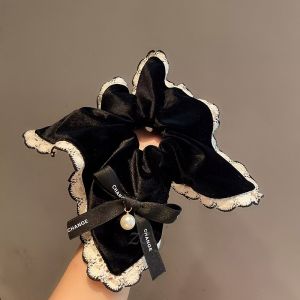 Velvet Lace Square Scarf Womens High-End Sensation Small Fragrance Style Hair Accessory Elegant Hair Ties behind the Head