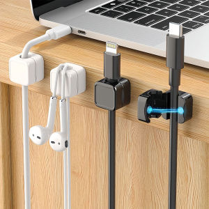 C.B.【Ready in Stock】 6pcs/pack Magnetic Cable Clips Adjustable Cord Holder Self-Adhesive Desk Cable Management